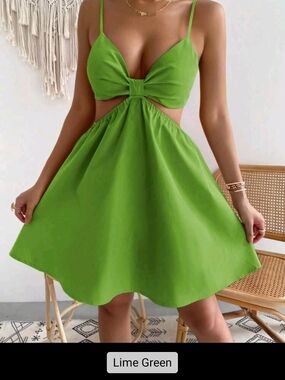Lime Green Cutout Sundress with Bow Detail
